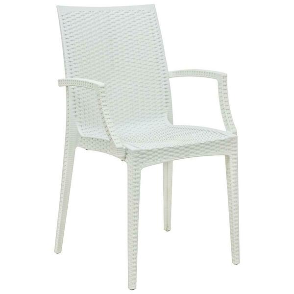 Kd Americana 35 x 16 in. Weave Mace Indoor & Outdoor Chair with Arms, White KD3033022